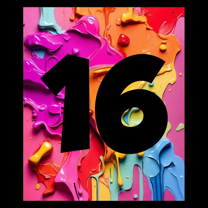 NR. 16 NUMMER 16 BUNT 16. GEBURTSTAG