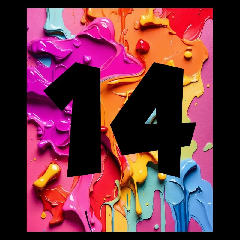 NR. 14 NUMMER 14 BUNT 14. GEBURTSTAG