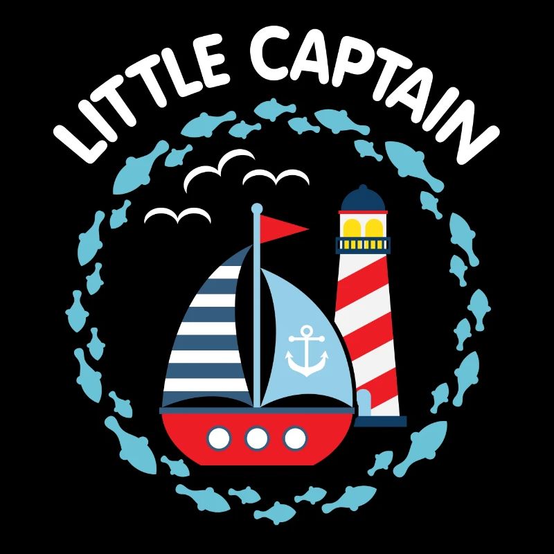 Little captain with sailboat and lighthouse