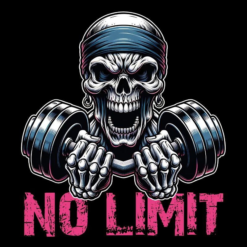 Crâne de musculation No Limit Workout avec haltère
