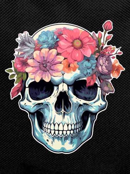 Human Skull & Flowers 16