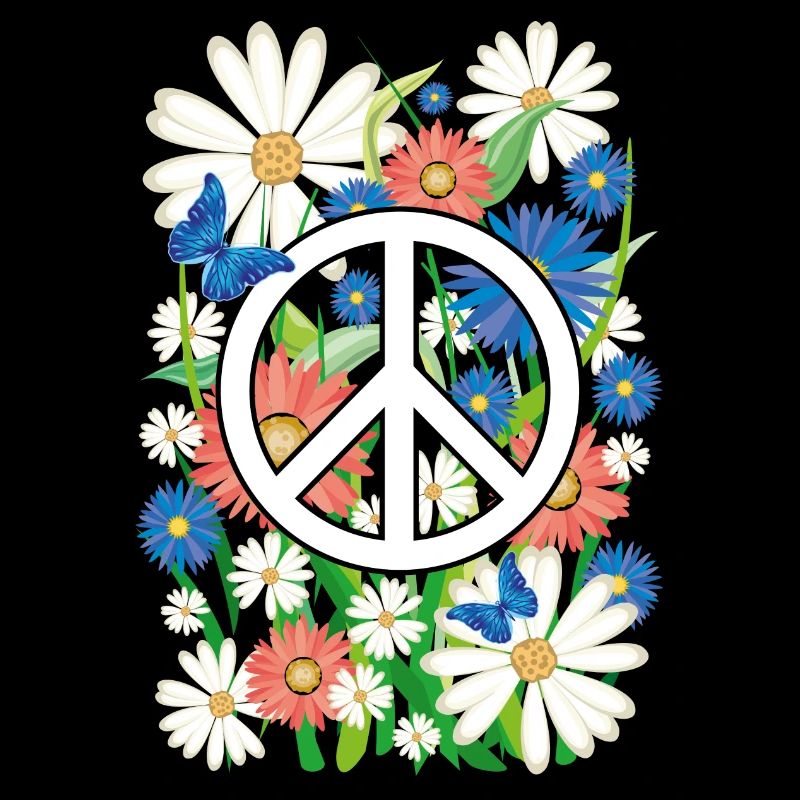 03 Flower Power Peace Blumen Schmetterlinge