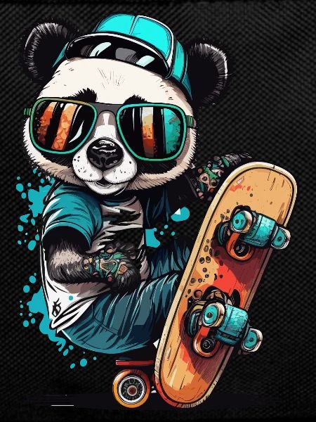 Pandas Skateboarding