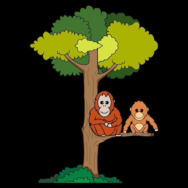 Orang-Utans sitzen in Baum