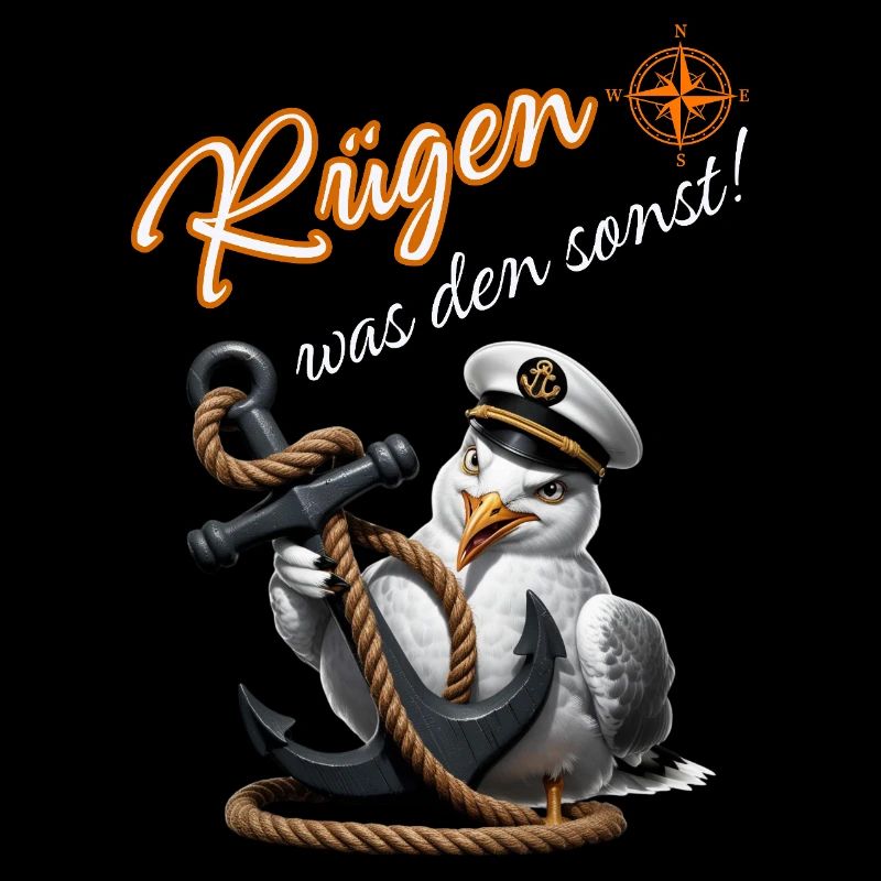 Rügen what else! funny seagull with anchor