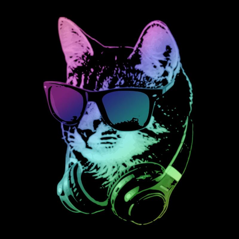 DJ Cat In Neon Lights