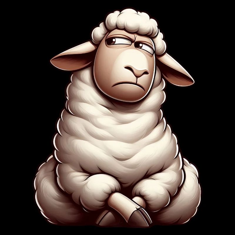Skeptical Sheep Cartoon Comic Bull