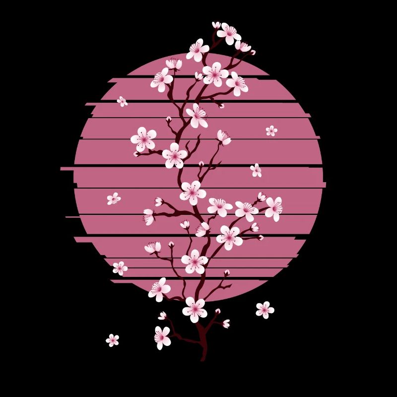 Retro Cherry Blossom Japanese Tree Sakura
