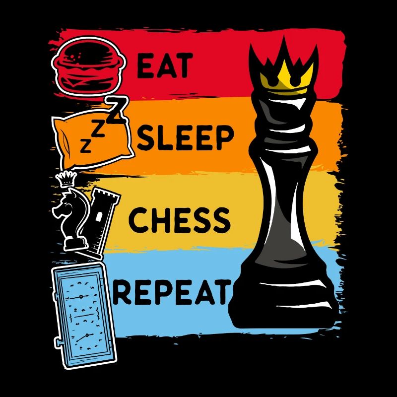 Funny Chess King Eat Sleep Chess Repeat