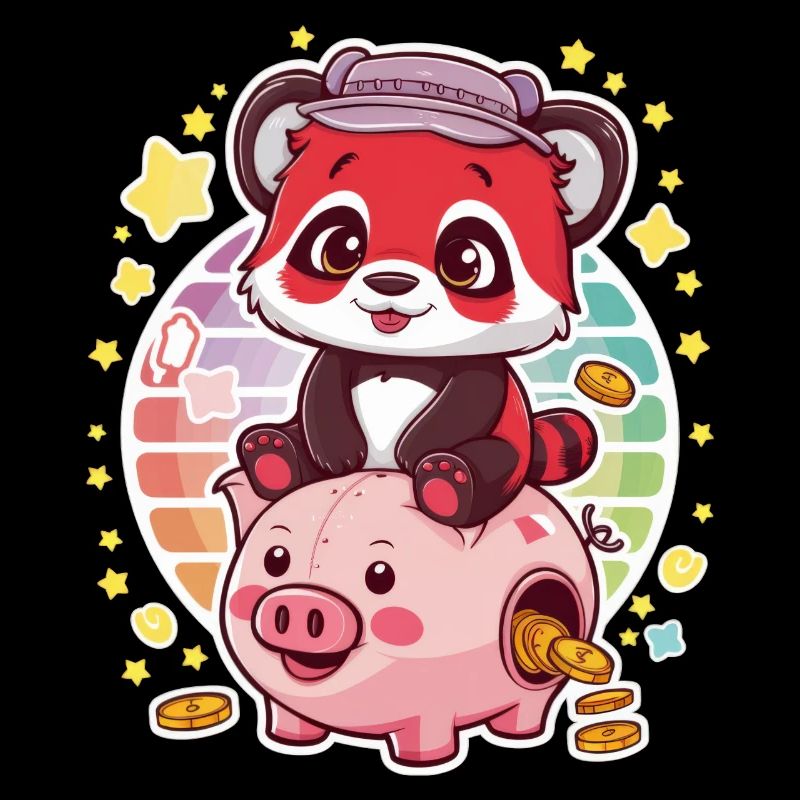Panda Kawaii Rouge avec Tirelire