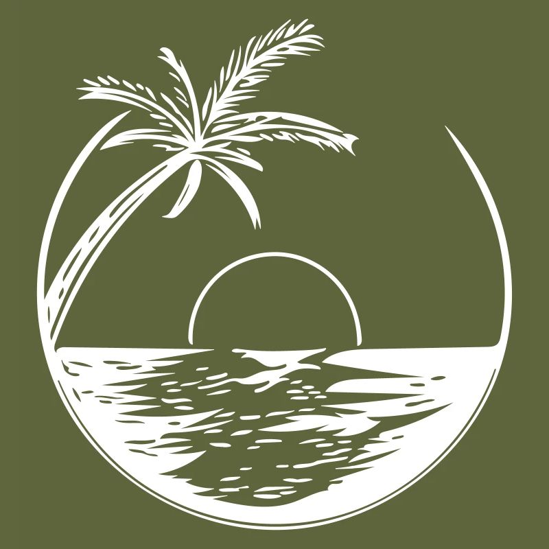 Sunset with palm tree - Vector Style