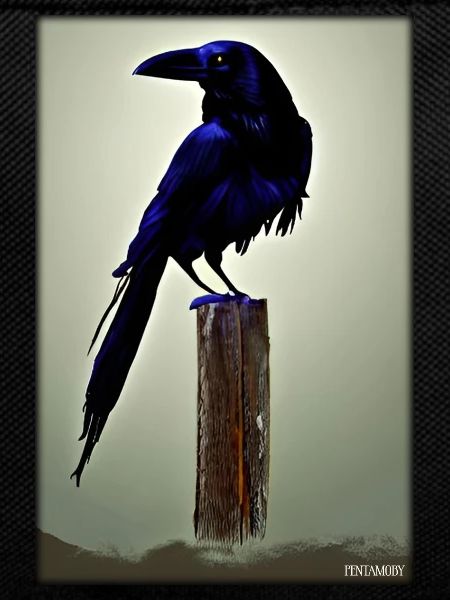 Mystical Night Blue Raven Bird