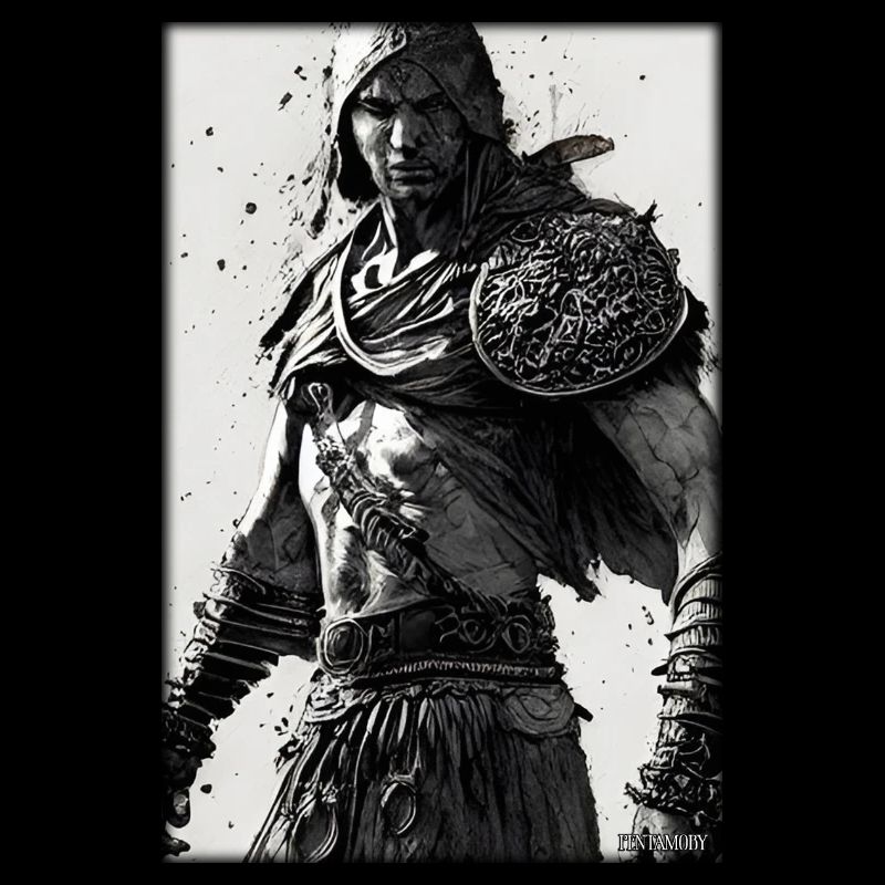 Warrior Sword Vintage Noir Blanc 1