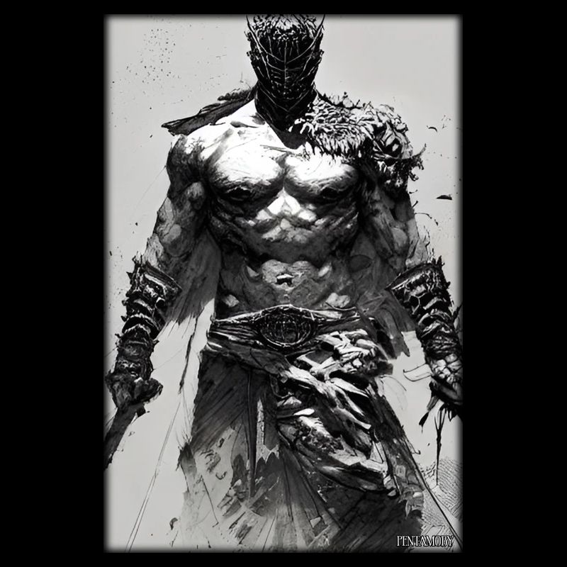 Warrior Sword Vintage Noir Blanc 4