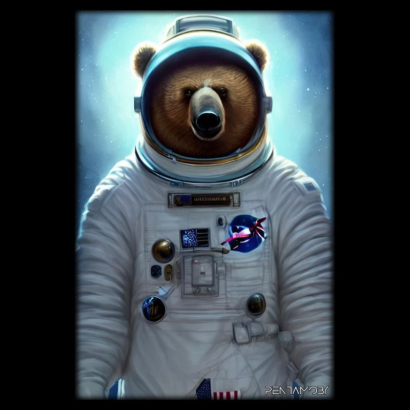 Bear Wildlife Astronaut Future Sci-Fi Technology