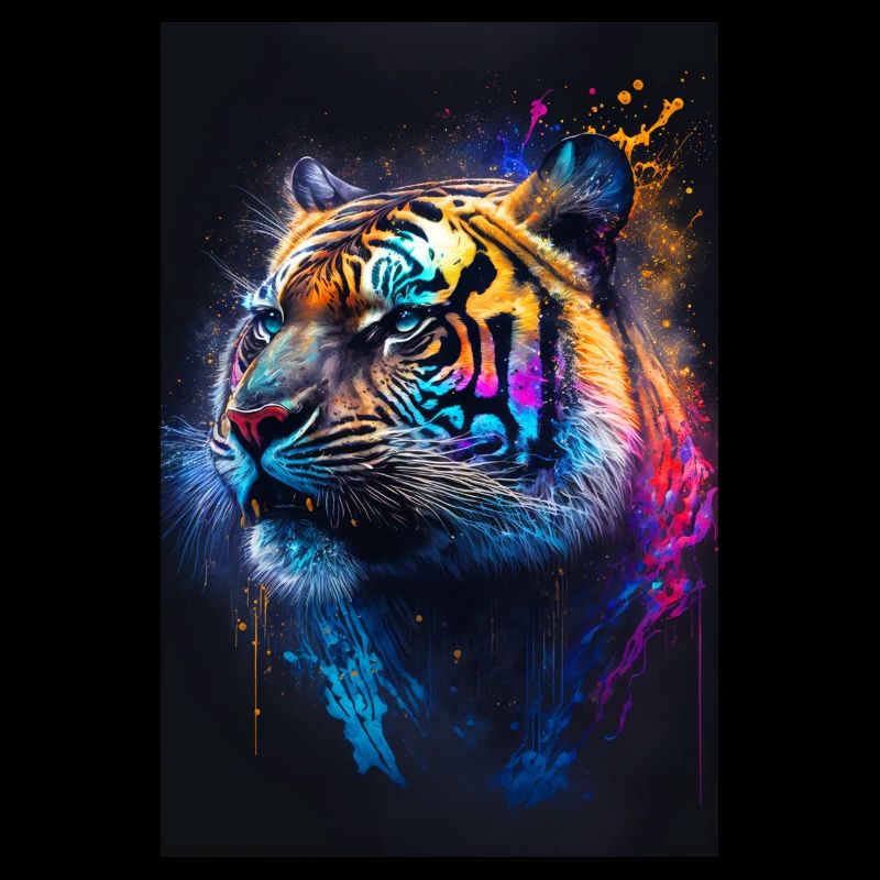 Farbiger Tiger mit Klecksen