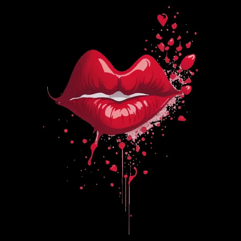 Kissing Red Lips Splash