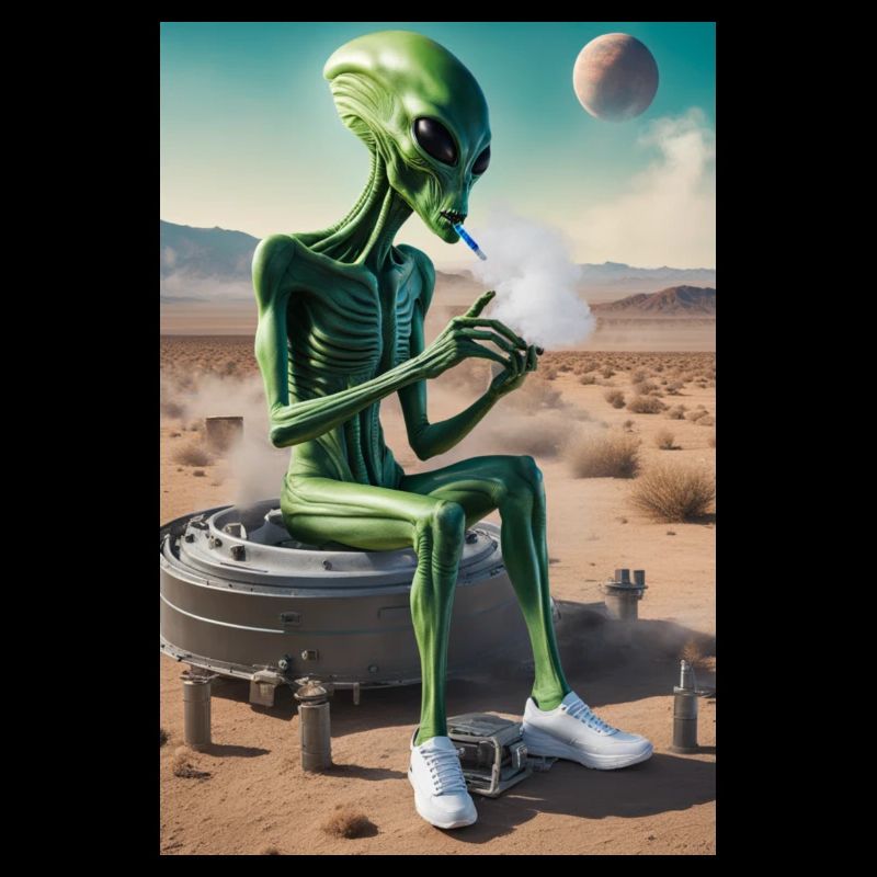 Alien dampft in Wüstensand