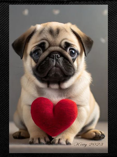 Cute puppy with heart