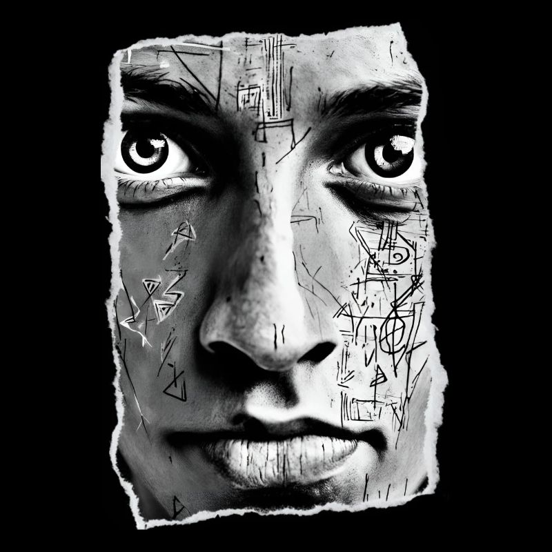 Monochrome geometric face art