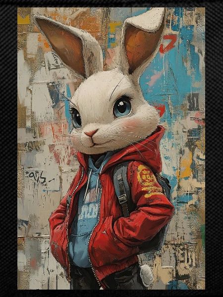 Bunny in graffiti jacket