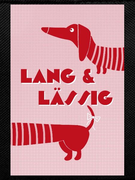 Dachshund long & casual red-pink, retro style