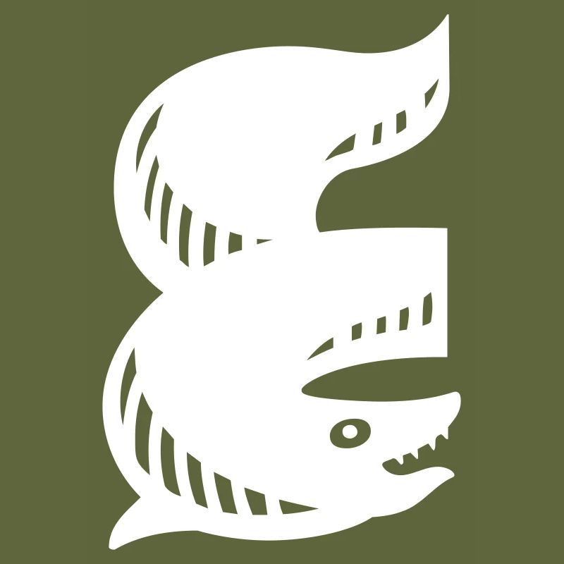 Fish Symbol | E Letter | white Vectorgraphic