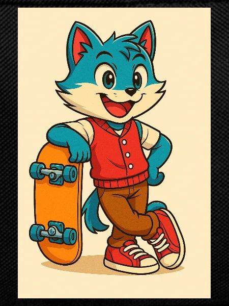 Scooter Fox mit Skateboard