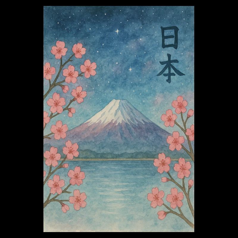 "Sakura Night – Mount Fuji unter Sternen"