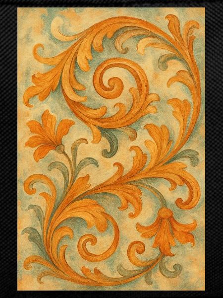 Yellow Baroque ornamental motif