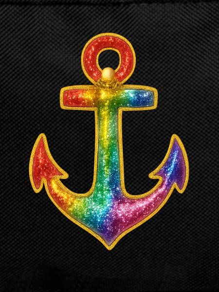 Leuchtender Anker in Regenbogenfarben