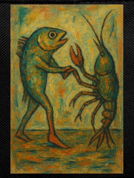 Abstrakter Fischtanz Kunstdruck