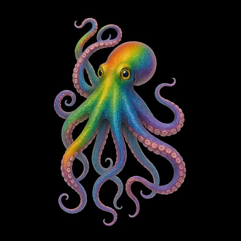 Bunter Regenbogen Oktopus Design