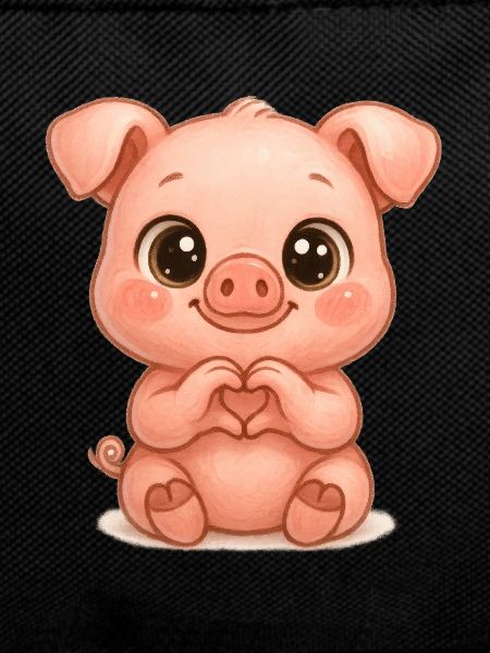 Cute Pig with Heart Hands