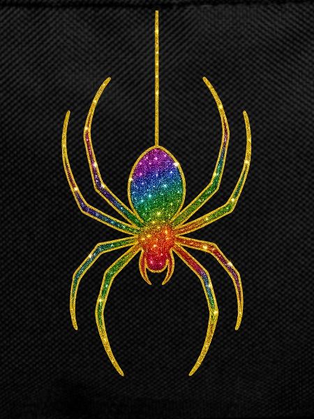 Rainbow glitter spider motif