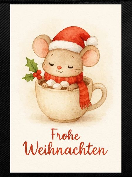 Cuddly mouse in Christmas cup
