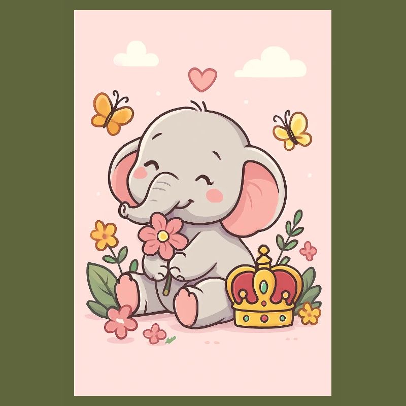 Pastel Elephant Crowned