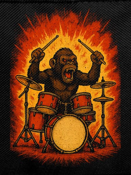 Monkey drummer on fire