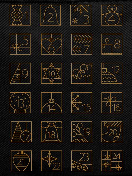Advent Calendar Gold Checkered Geometric Pattern