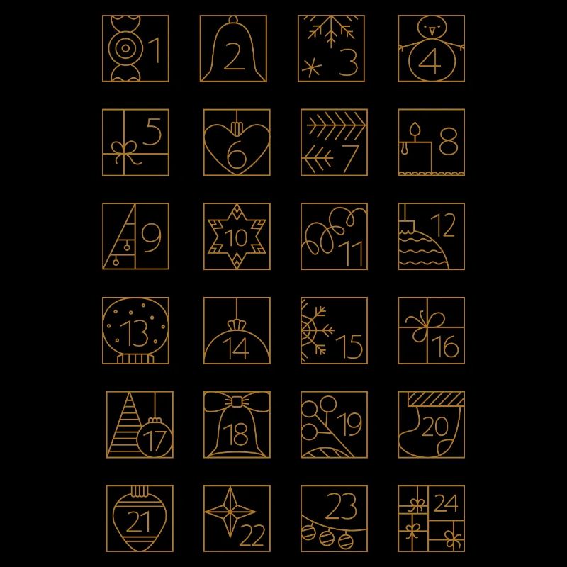 Advent Calendar Gold Checkered Geometric Pattern