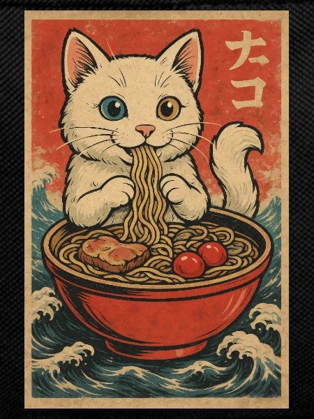 Cat Frames Ukiyo-E Retro
