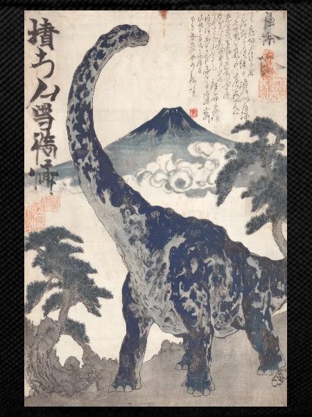 Ukiyo-e Dino under Mount Fuji