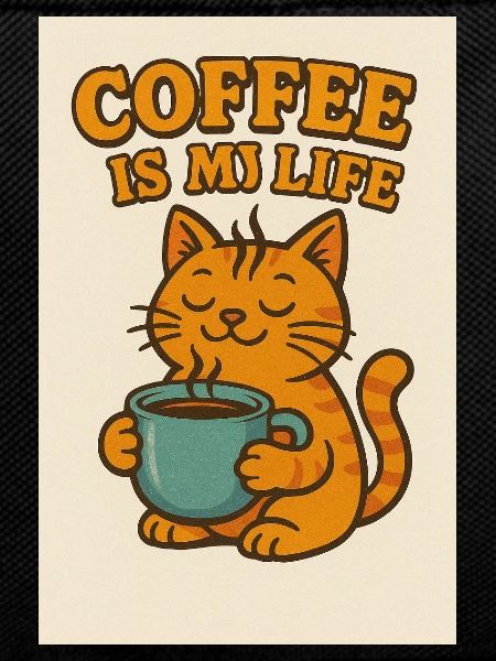 Coffee-loving cat in retro style