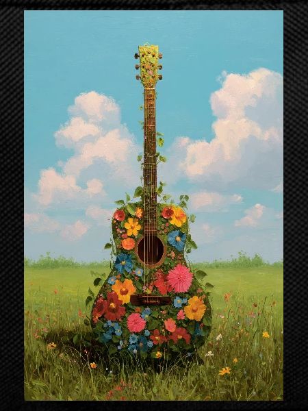 Blumengitarre in Meadow