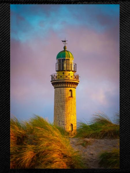 Lighthouse in Warnemünde at sunset