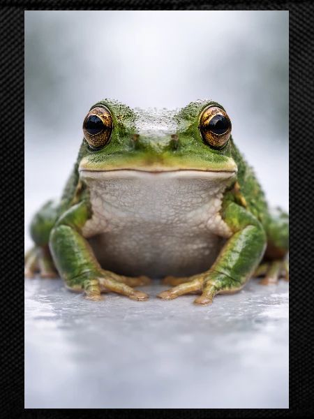 Green frog in focus