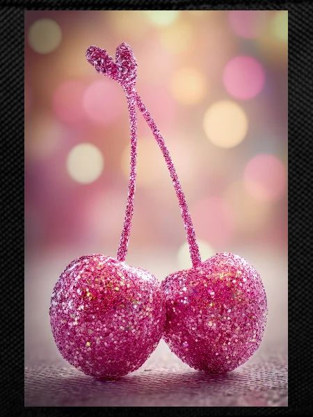 Pink Glitter Cherries Duo
