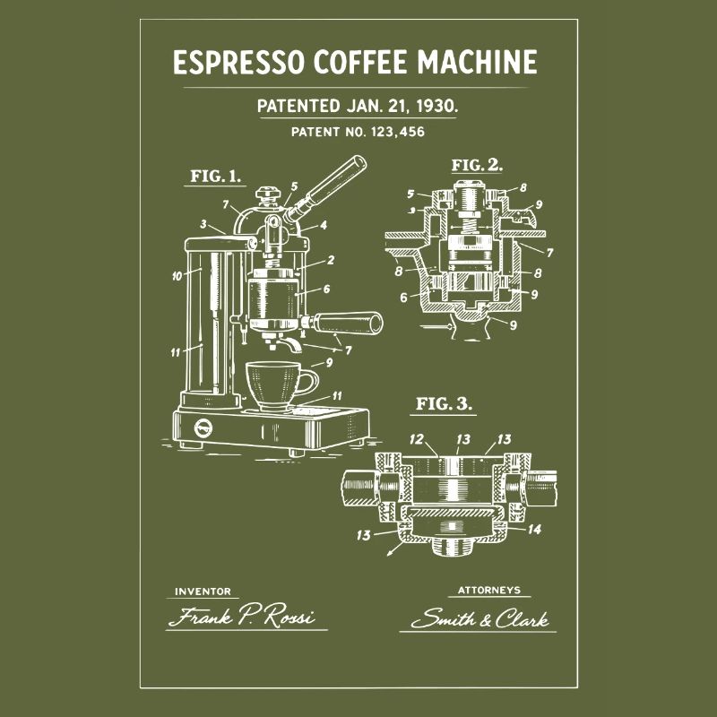 Espresso Machine Blueprint Sketch