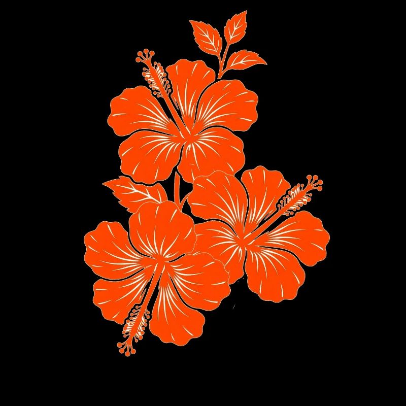 Orange Hibiscus Triple Flower Silhouette