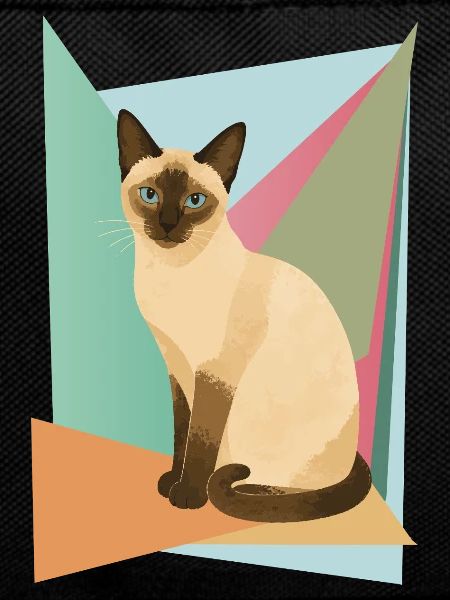 Elegant Siamese cat in geometry style
